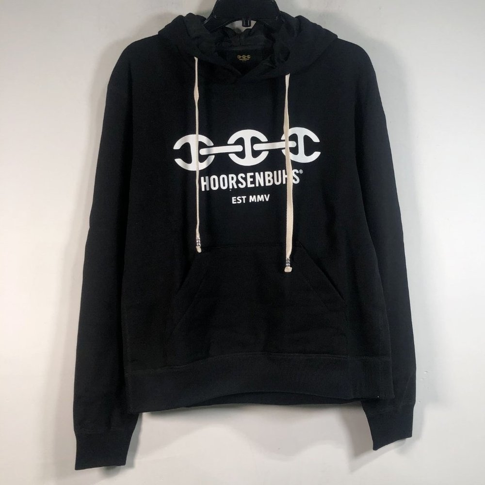 Hoorsenbuhs Logo Pull-Over Hooded Sweatshirt, Unisex Size M - Black/White
